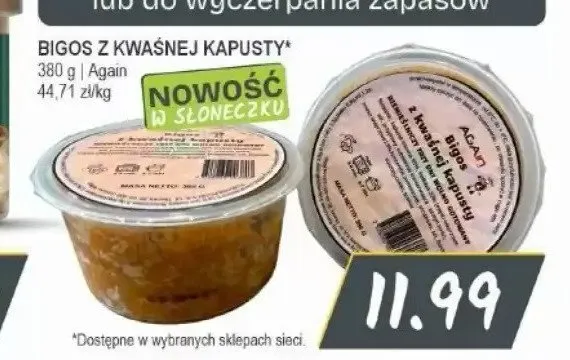 Bigos z kwaśnej kapusty Again promocja w Słoneczko