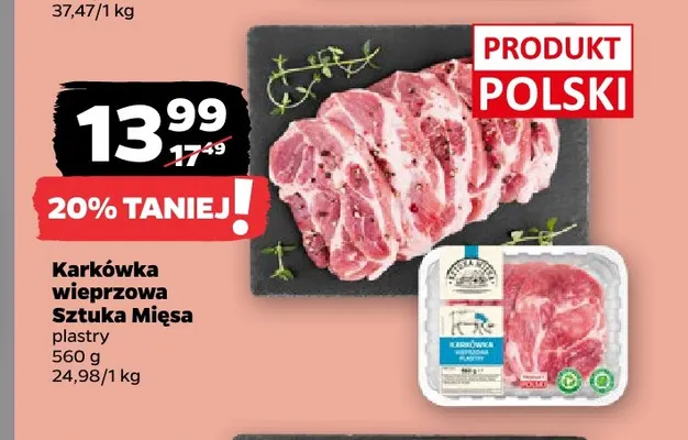 Karkówka wieprzowa plastry Sztuka Mięsa promocja w Netto