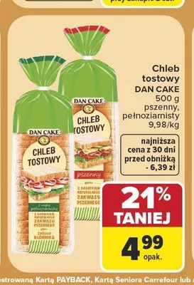 Chleb tostowy pełnoziarnisty Dan Cake promocja w Carrefour Market