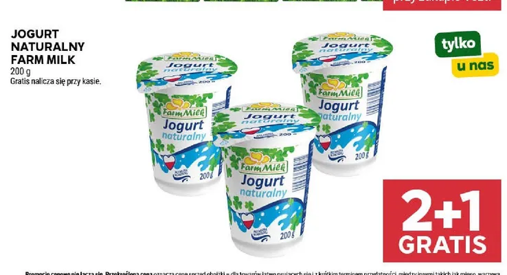 Jogurt naturalny Farm Milk promocja w Stokrotka