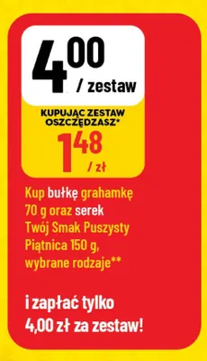 Zestaw Serek śmietankowy Twój Smak Puszysty Piątnica i Bułka grahamka promocja w POLOmarket