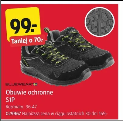 Obuwie ochronne Bluewear S1P rozmiary 36-47 promocja w Jula