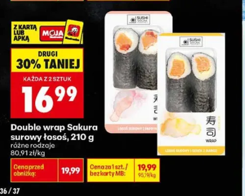 Double wrap Sakura surowy łosoś promocja w Biedronka