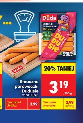 Smaczne paróweczki Dudusie Duda promocja w Biedronka