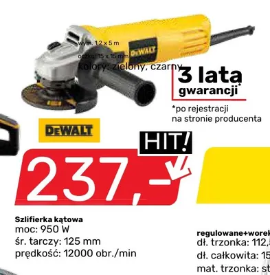 Szlifierka kątowa DeWalt promocja w Bricomarche