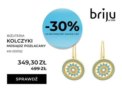 Kolczyki mosiądz pozłacany promocja w Briju