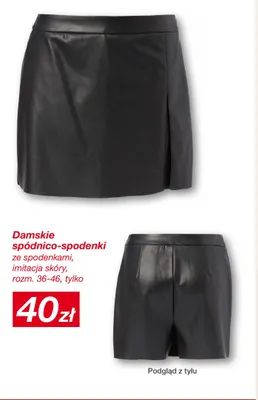 Damskie spódnico-spodenki ze spodenkami imitacja skóry promocja w KiK