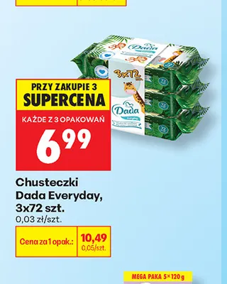 Chusteczki Dada Everyday 3-pak 72 szt. promocja w Biedronka