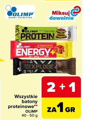 Wszystkie batony proteinowe Olimp różne rodzaje promocja w Carrefour