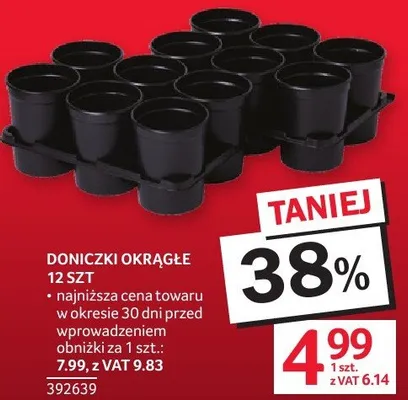 Doniczki okrągłe 12szt 392639 promocja w Selgros