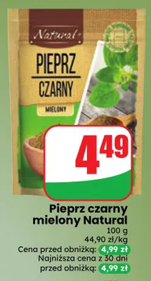 Pieprz czarny mielony Natural promocja w Dino