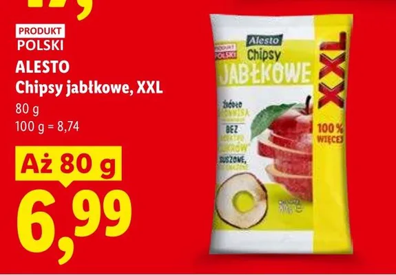 Chipsy jabłkowe Alesto XXL promocja w Lidl