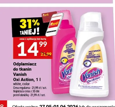 Odplamiacz do tkanin Vanish Oxi Action promocja w Twój Market