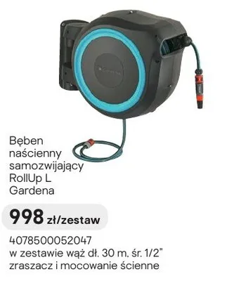 Bęben naścienny samozwijający RollUp L Gardena promocja w Castorama