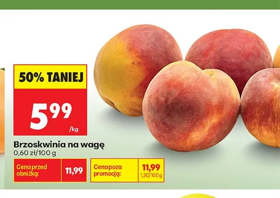 Brzoskwinia na wagę promocja w Biedronka