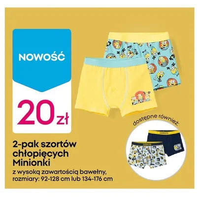 Szorty chłopięce Minions 2-pak promocja w Pepco