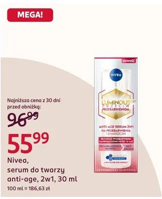 Serum do twarzy anti-age 2w1 Nivea promocja w Rossmann