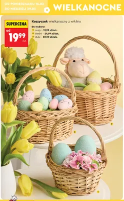 Koszyczek wielkanocny z wikliny średni promocja w Biedronka