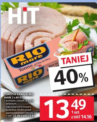 Tuńczyk kawałki Rio Mare 3 x 80 g promocja w Selgros