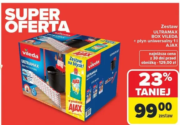 Zestaw ULTRAMAX BOX VILEDA + płyn uniwersalny 1l AJAX promocja w Carrefour