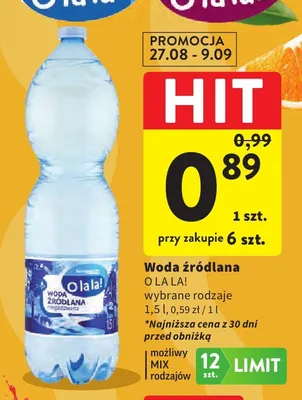 Woda źródlana O La La! promocja w Intermarche