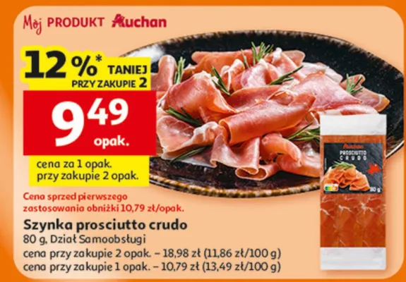 Szynka prosciutto crudo promocja w Auchan