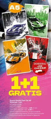 Zeszyt Herlitz Fast Car A5 w kratkę 16 kartek promocja w Twój Market