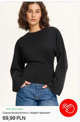 Bluzka kimono Cropp czarna z długimi rękawami promocja w Cropp