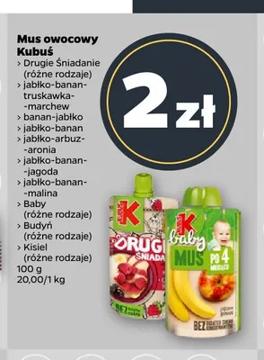 Mus owocowy Kubuś Budyń promocja w Netto
