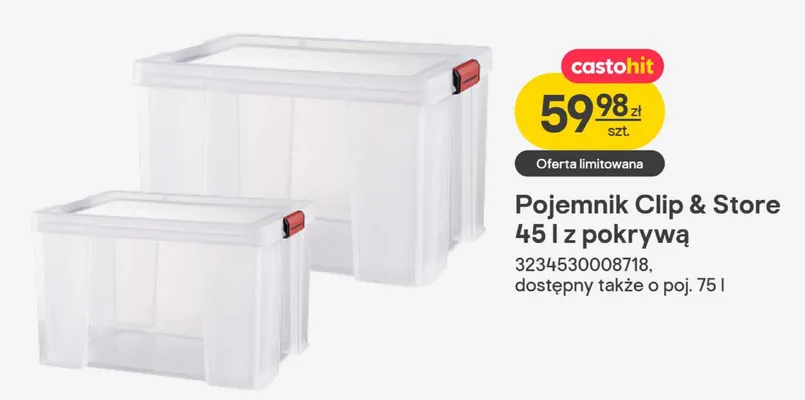 Pojemnik Clip & Store 45 l z pokrywą promocja w Castorama