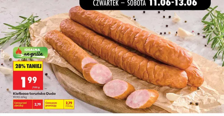 Kiełbasa toruńska Duda promocja w Biedronka