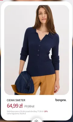 Cienki sweter Bonprix promocja w bonprix