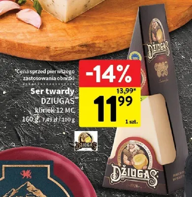 Ser twardy Džiugas klinek 12 MC promocja w Intermarche