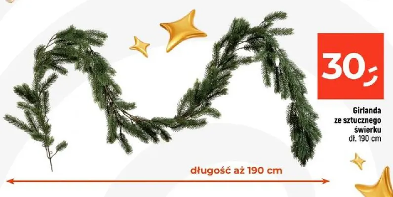 Girlanda ze sztucznego świerku 190 cm promocja w Dealz