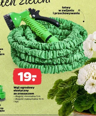 Wąż ogrodowy elastyczny ze zraszaczem 5-15m promocja w Netto