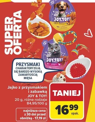 Jajko z przysmakkiem i zabawką JOY & TOY! 20 g różne rodzaje promocja w Carrefour