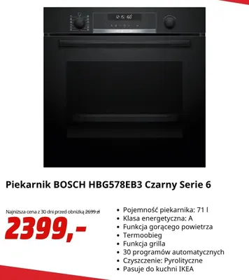 Piekarnik Bosch HBG578EB3 czarny Serie 6 promocja w Media Markt