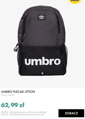 Plecak Umbro Litton promocja w 50 style