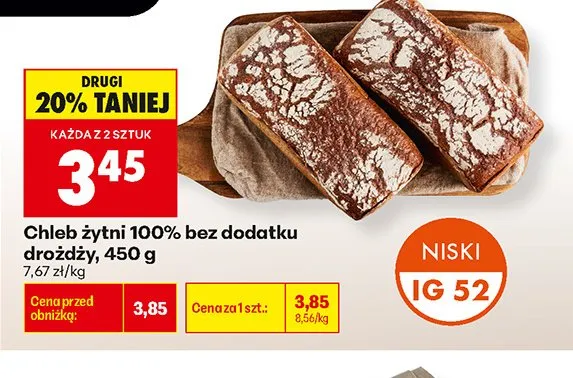 Chleb żytni 100% bez dodatku drożdży promocja w Biedronka