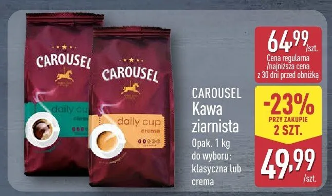 Kawa ziarnista Carousel klasyczna promocja w Aldi