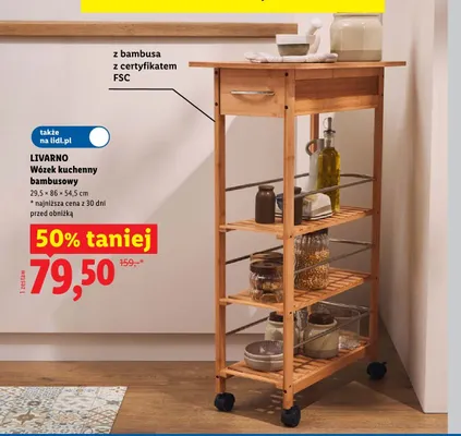 Wózek kuchenny bambusowy Livarno promocja w Lidl