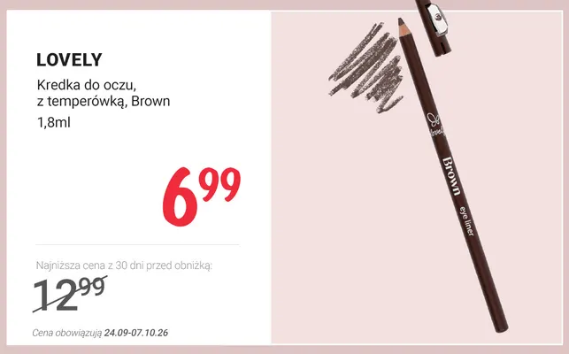 Kredka do oczu z temperówką Brown Lovely promocja w Rossmann