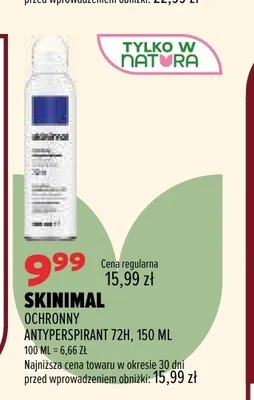 Antyperspirant ochronny 72h Skinimal promocja w Drogerie Natura