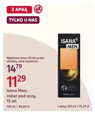 Roller pod oczy Isana Men 15ml promocja w Rossmann