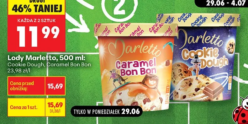 Lody Marletto Cookie Dough promocja w Biedronka