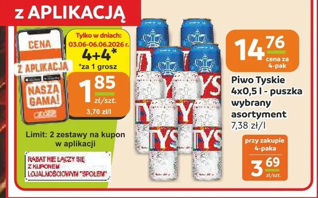 Piwo Tyskie puszka promocja w Społem Częstochowa