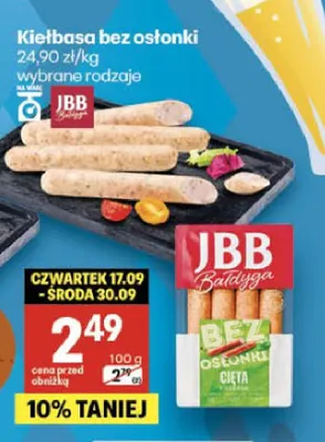 Kiełbasa bez osłonki promocja w Delikatesy Centrum