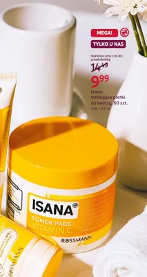 Tonizujące płatki do twarzy Isana Toner Pads Vitamin C promocja w Rossmann
