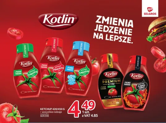 Ketchup łagodny 60% mniej kalorii Kotlin promocja w Selgros