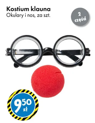 Kostium klauna - okulary i nos promocja w Tedi